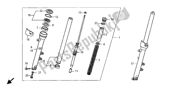 All parts for the Front Fork of the Honda CBF 1000A 2009