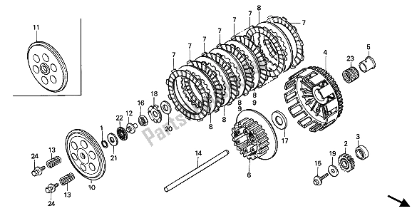 Todas las partes para Embrague de Honda CR 250R 1992