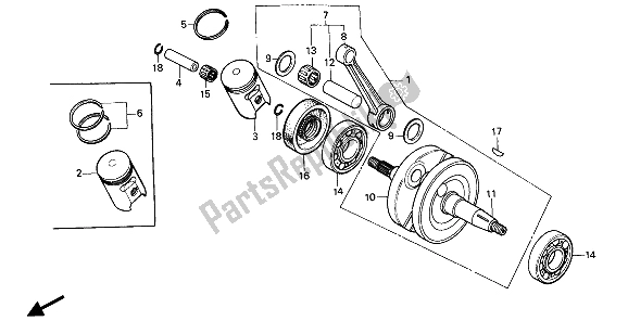 Todas las partes para Cigüeñal Y Pistón de Honda CR 80R 1989