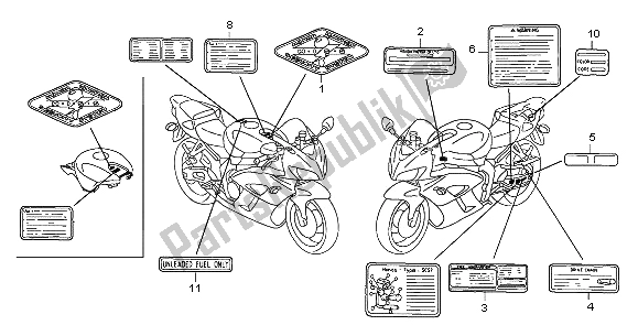 Alle onderdelen voor de Waarschuwingsetiket van de Honda CBR 1000 RR 2005