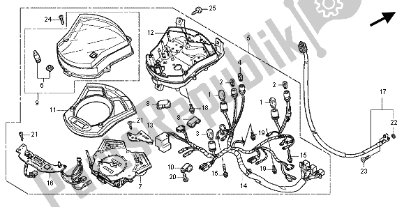 All parts for the Meter (mph) of the Honda SH 125 2012
