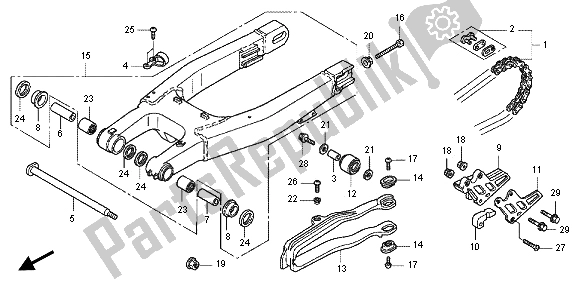 All parts for the Swingarm of the Honda CRF 150R SW 2012