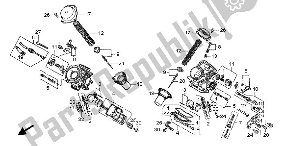 Toutes les pièces pour le Carburateur (composants) du Honda XL 600V Transalp 1996