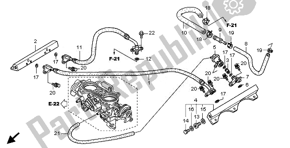 All parts for the Throttle Body (tubing) of the Honda GL 1800 2010