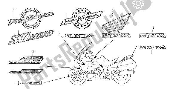 Alle onderdelen voor de Mark van de Honda ST 1300A 2002