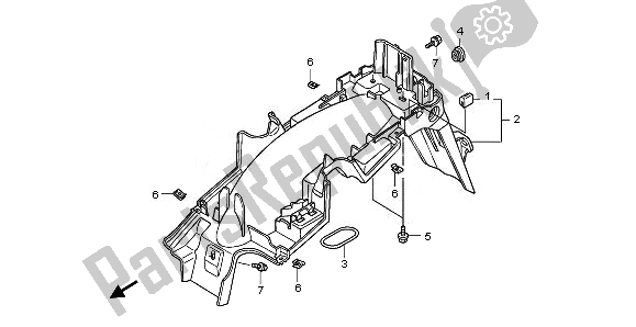 All parts for the Rear Fender of the Honda ANF 125 2010