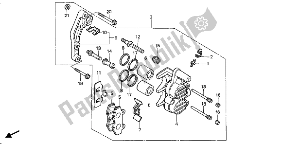 All parts for the Front Brake Caliper of the Honda XR 250R 1985