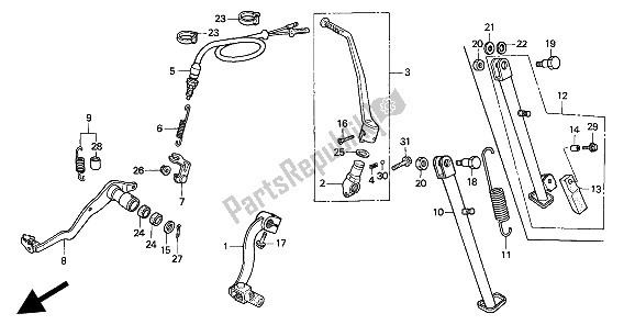 Todas las partes para Pedal Y Brazo De Arranque de Honda XR 600R 1993