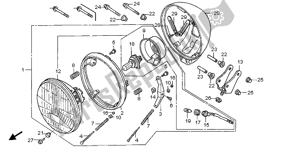 Alle onderdelen voor de Koplamp (eu) van de Honda VT 125C 2003