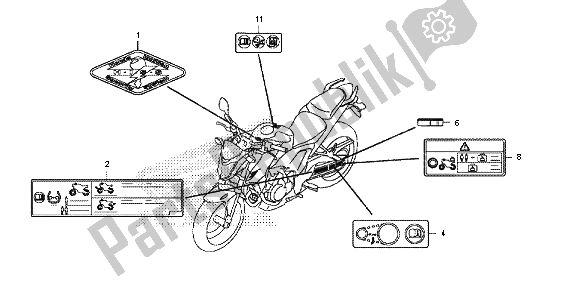 All parts for the Caution Label of the Honda CB 500 FA 2013