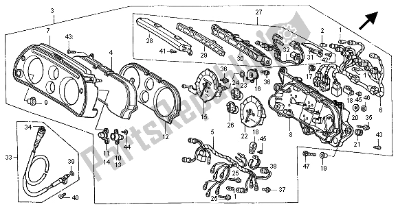 All parts for the Meter (mph) of the Honda ST 1100 2001