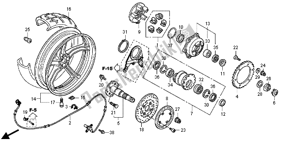 All parts for the Rear Wheel of the Honda VFR 800X 2012