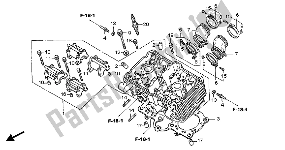 All parts for the Cylinder Head of the Honda CBF 500 2007