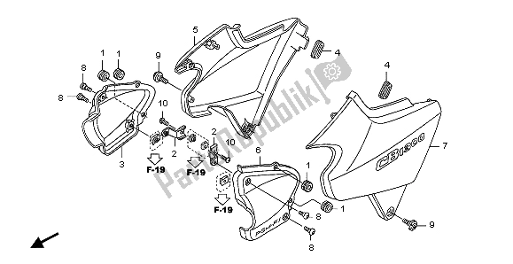 Tutte le parti per il Coperchio Laterale del Honda CB 1300 SA 2007