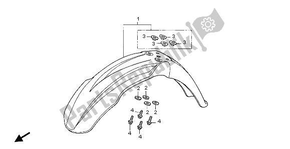 Tutte le parti per il Parafango Anteriore del Honda CRF 250R 2004