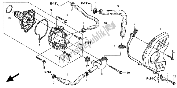 Alle onderdelen voor de Waterpomp van de Honda CBR 600 RR 2012