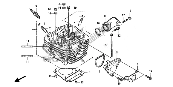 All parts for the Cylinder Head of the Honda CRF 125F SW 2014