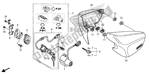 Alle onderdelen voor de Zijdeksel van de Honda VT 750 CS 2013