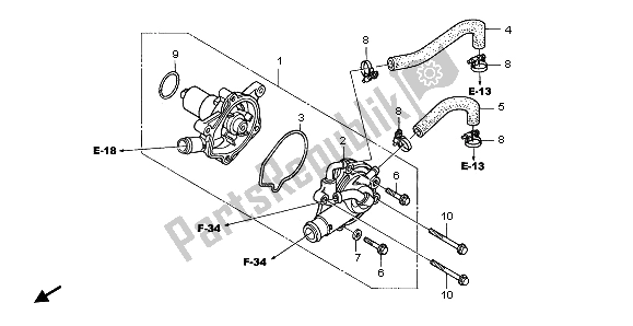 All parts for the Water Pump of the Honda NT 700V 2009