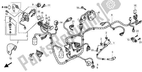 All parts for the Wire Harness of the Honda SH 125 2012