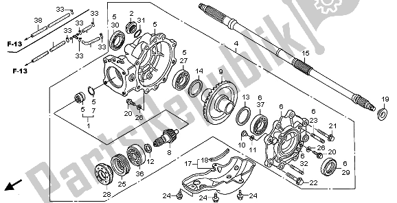 All parts for the Final Driven Gear of the Honda TRX 400 FA Fourtrax Rancher AT 2006