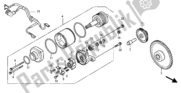 All parts for the Starting Motor of the Honda SH 125 2012