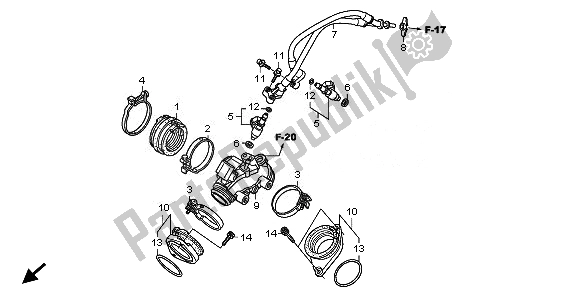 Todas las partes para Colector De Admisión E Inyector de Honda VT 1300 CX 2010