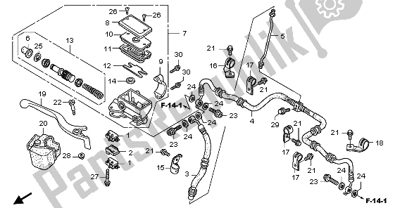 All parts for the Fr. Brake Master Cylinder of the Honda TRX 500 FA Fourtrax Foreman 2006