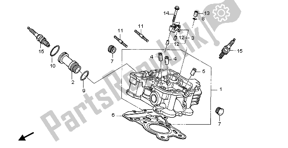 All parts for the Rear Cylinder Head of the Honda VTX 1300S 2007