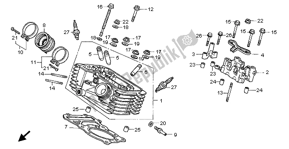 Wszystkie części do G? Owica Cylindra (ty?) Honda XL 600V Transalp 1999