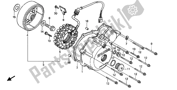 Wszystkie części do Lewa Pokrywa Skrzyni Korbowej I Generator Honda XL 600V Transalp 1994