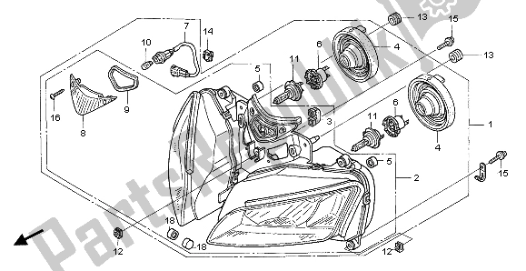 Alle onderdelen voor de Koplamp (uk) van de Honda CBR 1000 RR 2007