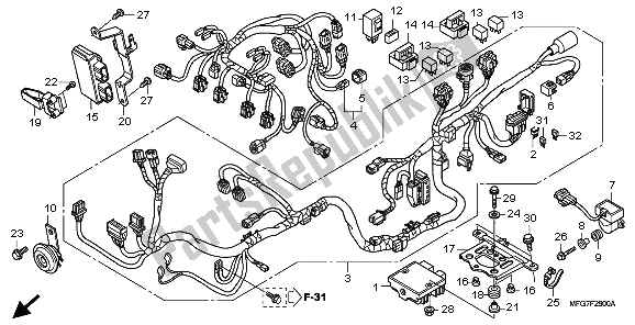 All parts for the Wire Harness of the Honda CB 600F3A Hornet 2009