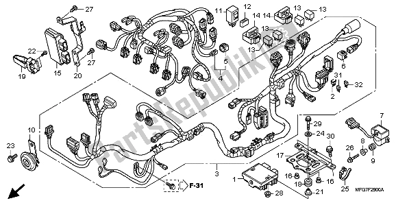 Toutes les pièces pour le Faisceau De Câbles du Honda CB 600F3A Hornet 2009