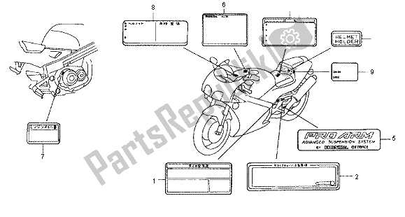 Todas las partes para Etiqueta De Precaución de Honda RVF 400R 1996