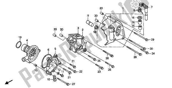 Tutte le parti per il Coperchio Sinistro E Pompa Dell'acqua del Honda VFR 400R3 1990