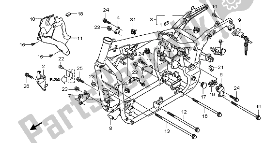 All parts for the Frame Body of the Honda VT 750C2 2007