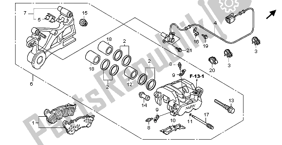 All parts for the Rear Brake Caliper of the Honda CBF 1000T 2007