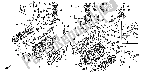 All parts for the Cylinder Head of the Honda GL 1500 SE 1991