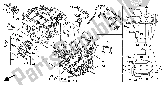 All parts for the Crankcase of the Honda CBF 1000 TA 2010