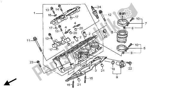 All parts for the Right Cylinder Head of the Honda ST 1300 2004