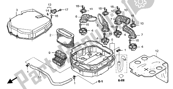 Alle onderdelen voor de Luchtfilter van de Honda ST 1300A 2003
