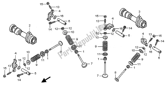 Alle onderdelen voor de Nokkenas & Klep van de Honda XL 125V 2011