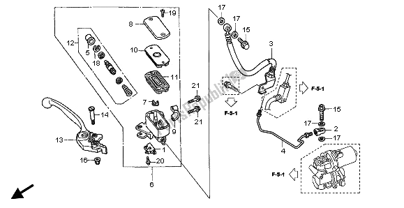 All parts for the Fr. Brake Master Cylinder of the Honda VFR 800A 2002