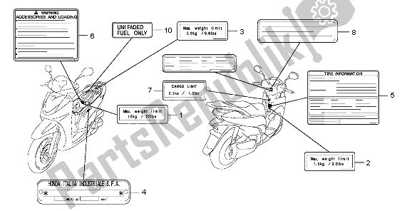 Wszystkie części do Etykieta Ostrzegawcza Honda SH 300 2007