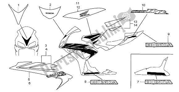 Alle onderdelen voor de Streep & Merk van de Honda CBR 1000 RR 2007