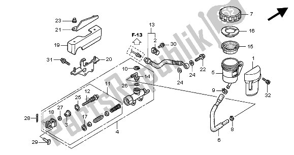 All parts for the Rr. Brake Master Cylinder of the Honda VTX 1800C 2004