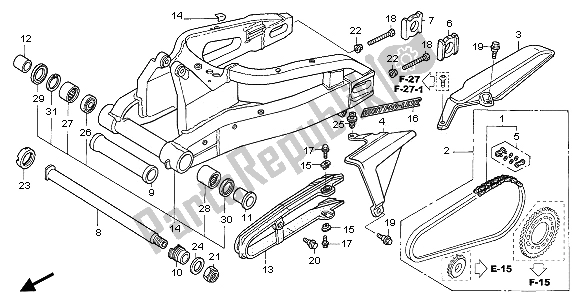 Alle onderdelen voor de Achterbrug van de Honda CBR 1000 RR 2005