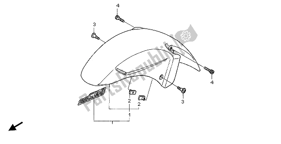 All parts for the Front Fender of the Honda CBR 1100 XX 1997