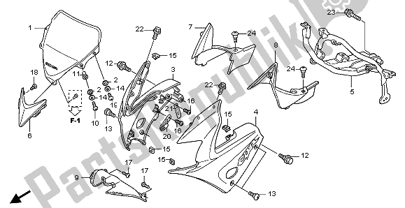 Alle onderdelen voor de Bovenste Kap van de Honda CBR 125 RS 2006